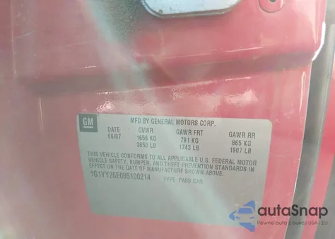 2008 Chevrolet Corvette Z06 Hardtop из США, поврежденный, VIN 1G1YY26E085100214